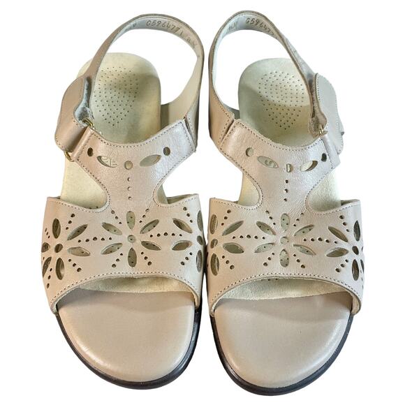 SAS Tripad Comfort Womens Size 7.5N Beige Sandals Leather Sunburst Cushioned - Picture 2 of 10